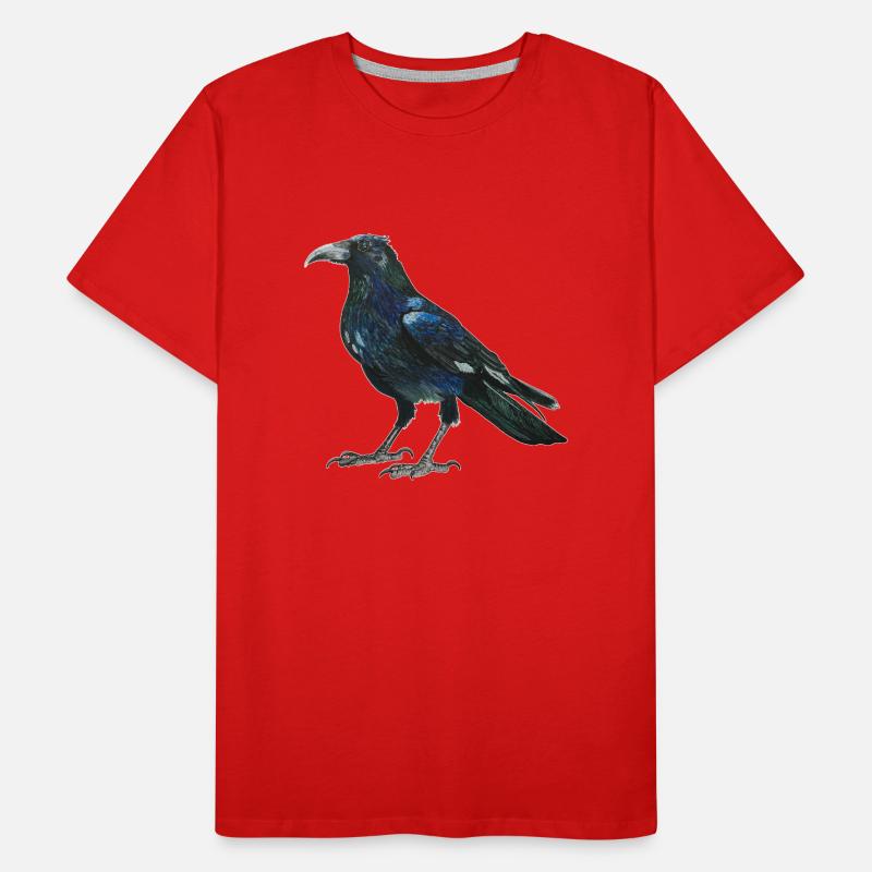 Raven crow with slightly bluish green feathers Men's Premium Organic T-Shirt