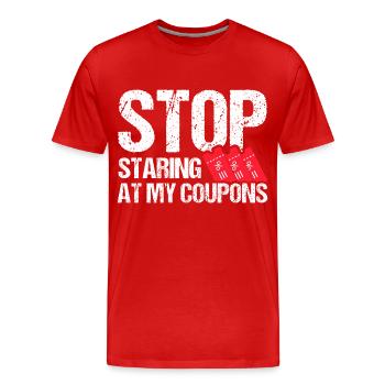 Coupon Shopper Discount Couponer Vente à prix réduit - T-shirt bio Premium Homme - rouge - Devant - Damien (186cm)