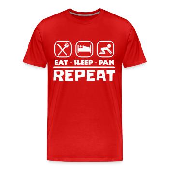 Gold panning prospecting East Sleep Pan Repeat - Men's Premium Organic T-Shirt - red - Front - Damien (186cm)
