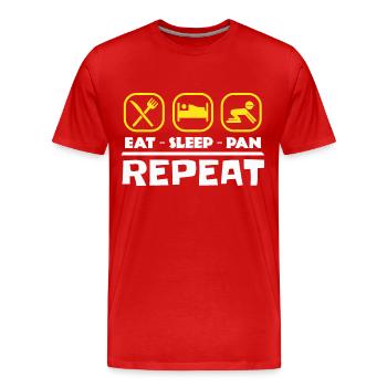 Gold panning prospecting East Sleep Pan Repeat - Men's Premium Organic T-Shirt - red - Front - Damien (186cm)
