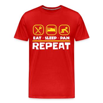 Gold panning prospecting East Sleep Pan Repeat - Men's Premium Organic T-Shirt - red - Front - Damien (186cm)