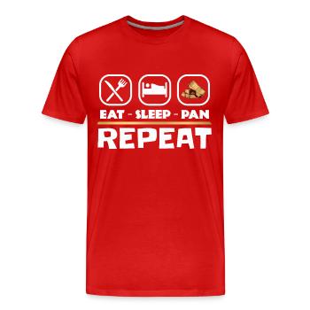 Gold panning prospecting East Sleep Pan Repeat - Men's Premium Organic T-Shirt - red - Front - Damien (186cm)