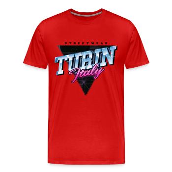 Turin Turin Turin Italie Ville Skyline Vintage Rétro - T-shirt bio Premium Homme - rouge - Devant - Damien (186cm)