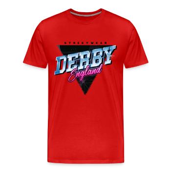 Derby England UK Stadt Skyline Vintage Retro - Männer Premium Bio T-Shirt - Rot - Vorne - Damien (186cm)