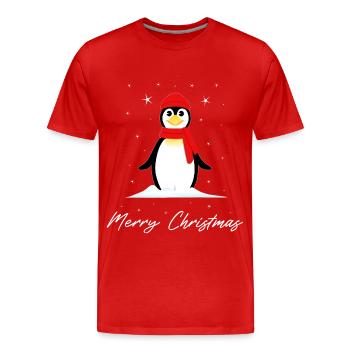 Pingouin Joyeux Noël - T-shirt bio Premium Homme - rouge - Devant - Damien (186cm)