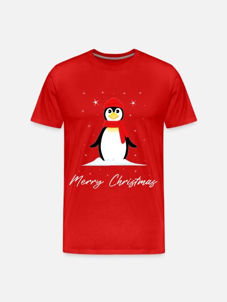Pingouin Joyeux Noël - T-shirt bio Premium Homme - rouge