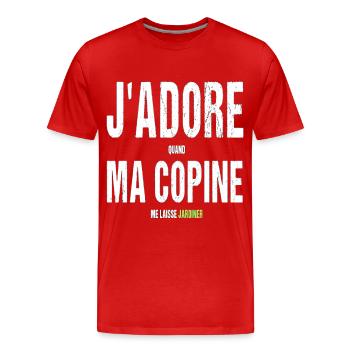 Jardinage ma copine me laisse jardiner humour - T-shirt bio Premium Homme - rouge - Devant - Damien (186cm)