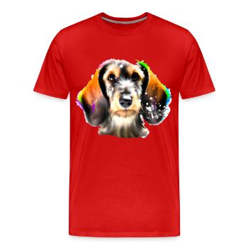 Colourful dachshund - Men's Premium Organic T-Shirt - red - Front - Damien (186cm)