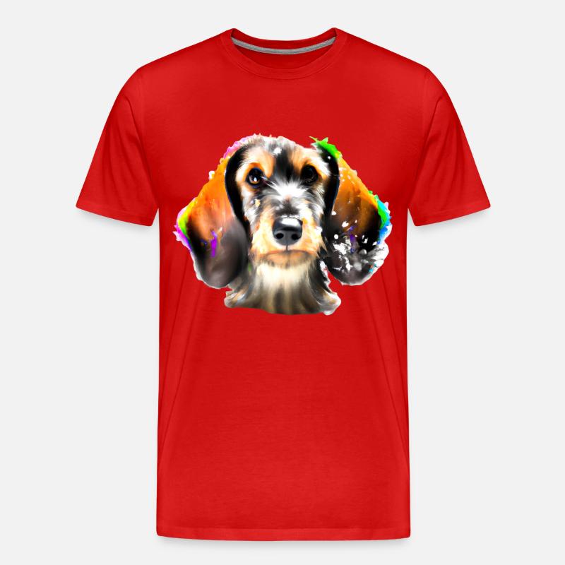 Bunter Dackel - Männer Premium Bio T-Shirt - Rot