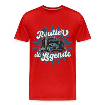 Routier de légende cadeau homme chauffeur routier - T-shirt bio Premium Homme - rouge - Devant - Damien (186cm)