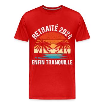Retraité 2024 humour cadeau de retraite vintage - T-shirt bio Premium Homme - rouge - Devant - Damien (186cm)