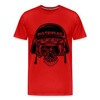 Pistensau Totenkopf Abfahrt Ski Urlaub - Männer Premium Bio T-Shirt - Rot - Vorne - Damien (186cm)