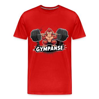 GYMPANSE Wortspiel Schimpanse Gym - Männer Premium Bio T-Shirt - Rot - Vorne - Damien (186cm)