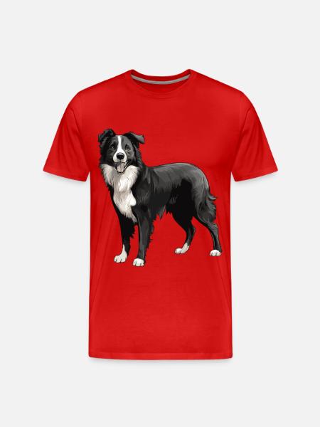 Border Collie Dog Animal - Men's Premium Organic T-Shirt - red