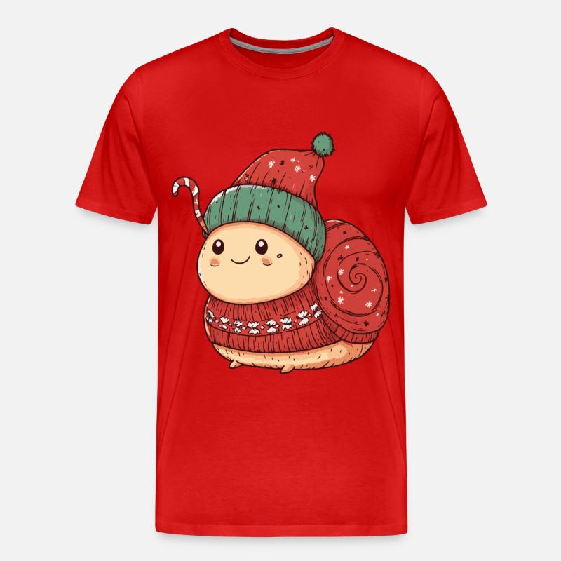 Schnecke Weihnachten Comic - Männer Premium Bio T-Shirt - Rot
