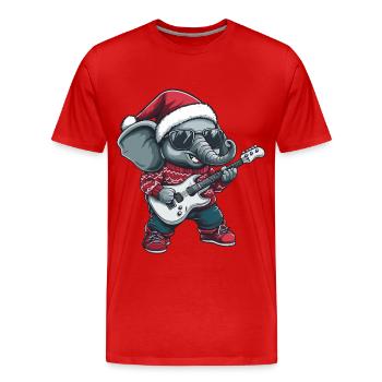 Guitare Rocker de Noël Elephant - T-shirt bio Premium Homme - rouge - Devant - Damien (186cm)