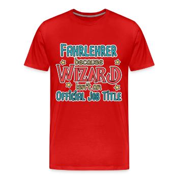 Driving Instructor Wizard Driving School - Men's Premium Organic T-Shirt - red - Front - Damien (186cm)