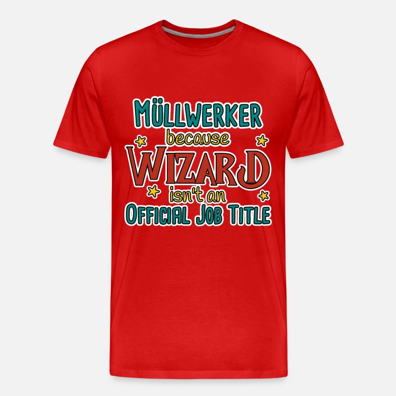 Müllwerker Wizard - Männer Premium Bio T-Shirt - Rot
