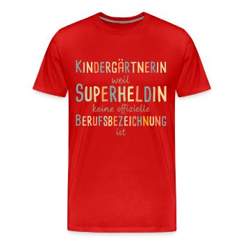 Enseignante de maternelle Super-héroïne Maternelle - T-shirt bio Premium Homme - rouge - Devant - Damien (186cm)