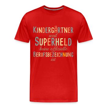 Maternelle Enseignant Super-héros Maternelle - T-shirt bio Premium Homme - rouge - Devant - Damien (186cm)