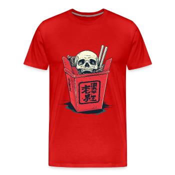 Skull Ramen - Men's Premium Organic T-Shirt - red - Front - Damien (186cm)