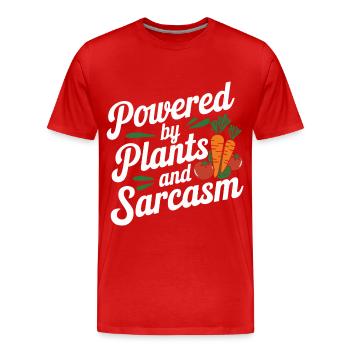 Végétarien Végétalien Végétarien Végétarien - T-shirt bio Premium Homme - rouge - Devant - Damien (186cm)