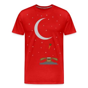rabbit stares at a carrot on the moon - Men's Premium Organic T-Shirt - red - Front - Damien (186cm)