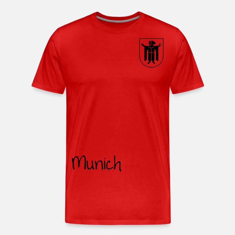 Monaco di Baviera - Monaco e stemma con Münchner Kindl - Maglietta ecologica premium da uomo - rosso