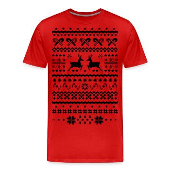 rennes de noël - T-shirt bio Premium Homme - rouge - Devant - Damien (186cm)