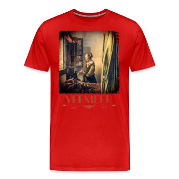 Jan vermeer Briefleserin Gemälde Coole Kunst - Männer Premium Bio T-Shirt - Rot - Vorne - Damien (186cm)
