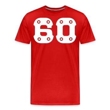 60 ans Numéro 60 anniversaire - T-shirt bio Premium Homme - rouge - Devant - Damien (186cm)