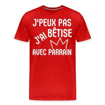 j peux pas j ai bêtise avec parrain parrain - T-shirt bio Premium Homme - rouge - Devant - Damien (186cm)