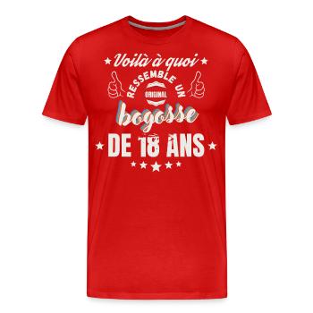 Teeshirt Bogosse de 18 Ans Humour - T-shirt bio Premium Homme - rouge - Devant - Damien (186cm)