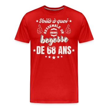 Cadeau d anniversaire Bogosse de 68 Ans - T-shirt bio Premium Homme - rouge - Devant - Damien (186cm)