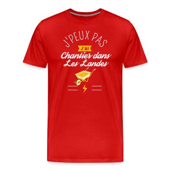 J'Peux Pas J'Ai Chantier Dans Les Landes Humour - T-shirt bio Premium Homme - rouge - Devant - Damien (186cm)