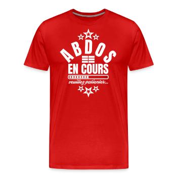 Abdos en cours veuillez patienter - T-shirt bio Premium Homme - rouge - Devant - Damien (186cm)