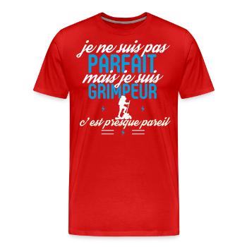 Pas parfait mais je suis Grimpeur - T-shirt bio Premium Homme - rouge - Devant - Damien (186cm)