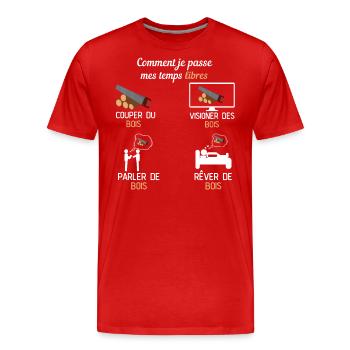 temp libre couper du bois cadeau bucheron - T-shirt bio Premium Homme - rouge - Devant - Damien (186cm)
