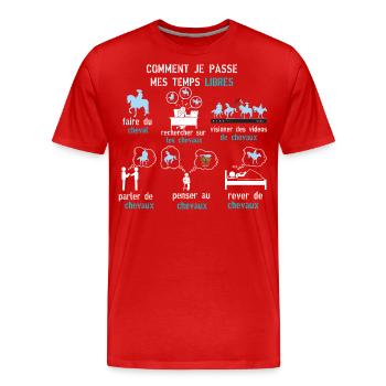 Cheval temps libre cadeau accro au chevaux - T-shirt bio Premium Homme - rouge - Devant - Damien (186cm)