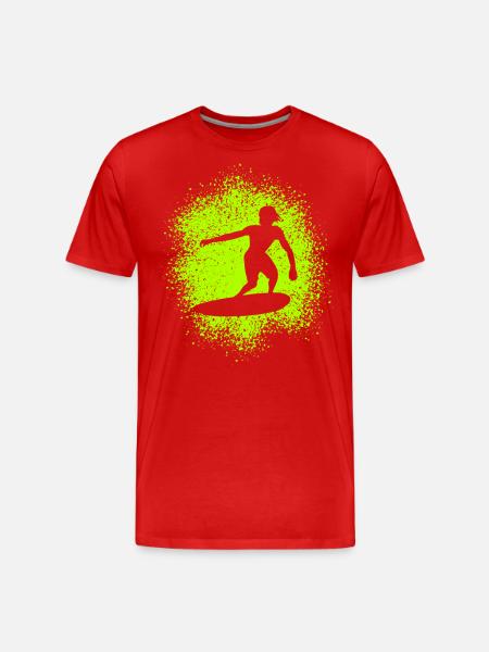Skimboarding Skimboarder Surfer Silhouette - Men's Premium Organic T-Shirt - red