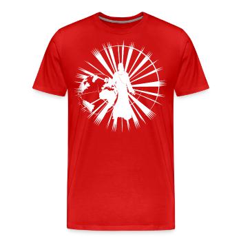 La lumière du monde - T-shirt bio Premium Homme - rouge - Devant - Damien (186cm)
