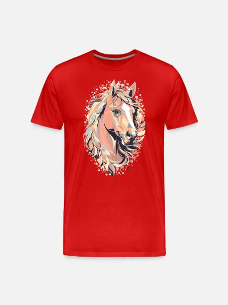 Süßes Pferdedesign - Bunte Pferde-Silhouette - Männer Premium Bio T-Shirt - Rot