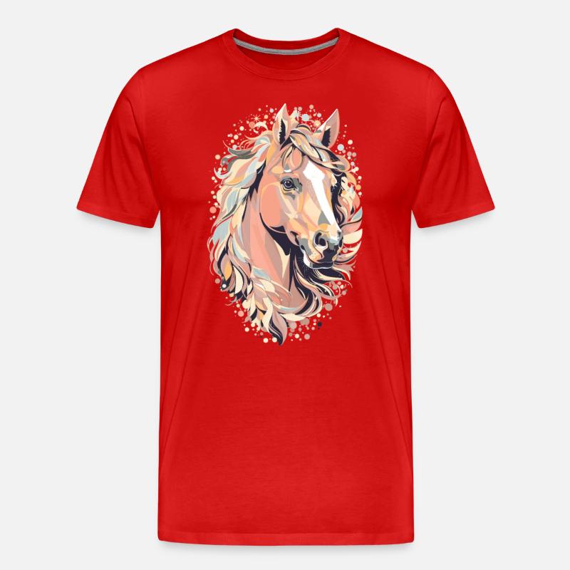 Süßes Pferdedesign - Bunte Pferde-Silhouette - Männer Premium Bio T-Shirt - Rot
