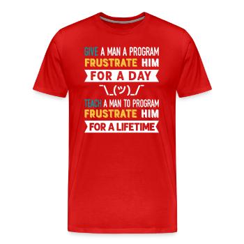 Programmeur Humour Coding Blagues Développeur - T-shirt bio Premium Homme - rouge - Devant - Damien (186cm)