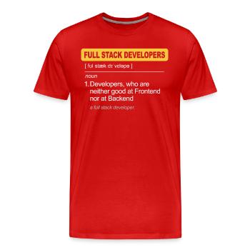 Programmeur Humour Coding Blagues Développeur - T-shirt bio Premium Homme - rouge - Devant - Damien (186cm)
