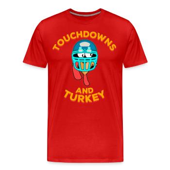 Touchdowns et football de Thanksgiving en Turquie - T-shirt bio Premium Homme - rouge - Devant - Damien (186cm)