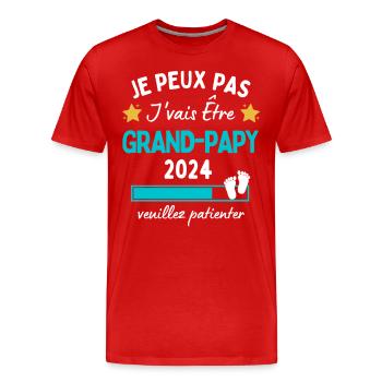 Je peux pas j'vais être Grand-Papy 2024 Futur Papi - T-shirt bio Premium Homme - rouge - Devant - Damien (186cm)