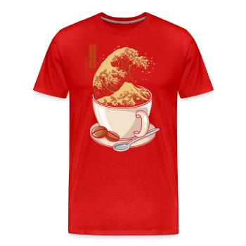 Kanagawa - Japan cappuccino coffee - Humor - Men's Premium Organic T-Shirt - red - Front - Damien (186cm)