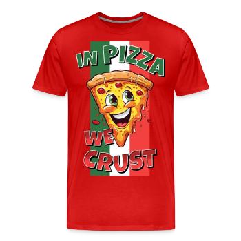 Dans Pizza Nous Croûte Pizza Tranche Visage Rire Drôle - T-shirt bio Premium Homme - rouge - Devant - Damien (186cm)