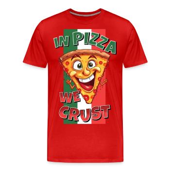 Dans Pizza Nous Croûte Pizza Tranche Visage Rire Drôle - T-shirt bio Premium Homme - rouge - Devant - Damien (186cm)